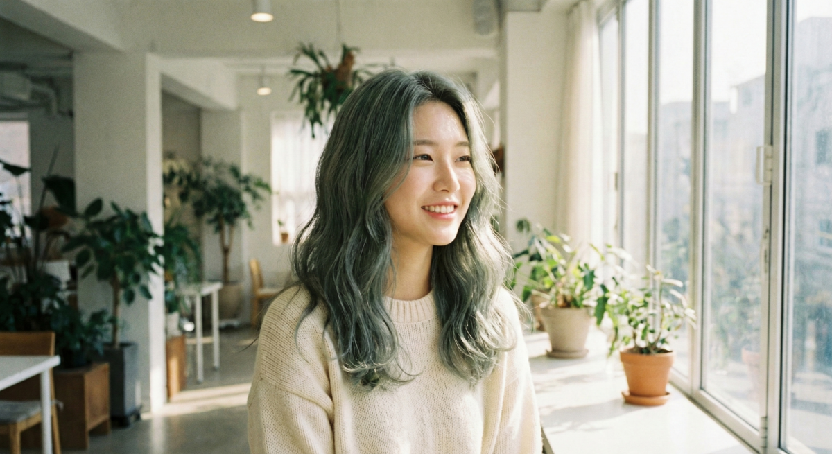 亞麻灰藍色霧面質感,冷色調中和泛紅,提升透亮感並修飾臉型。