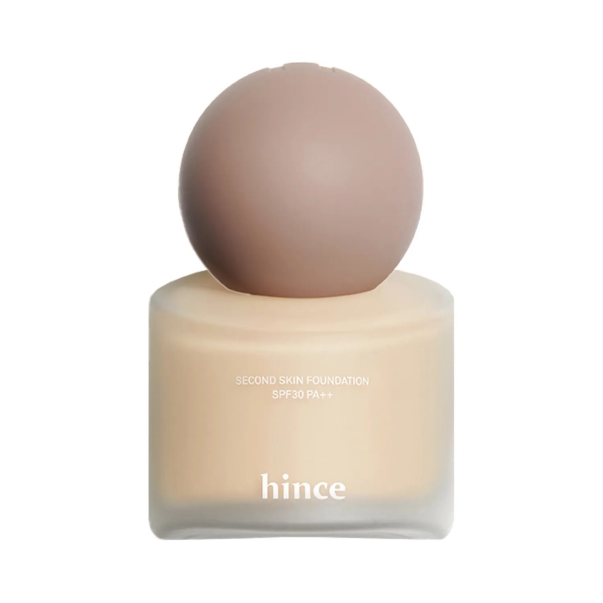 圖中展示的是Hince Second Skin Foundation 第二層肌膚粉底液，這款粉底液以輕盈高遮瑕著稱，能塑造如「第二層肌膚」般自然無瑕的妝感。
