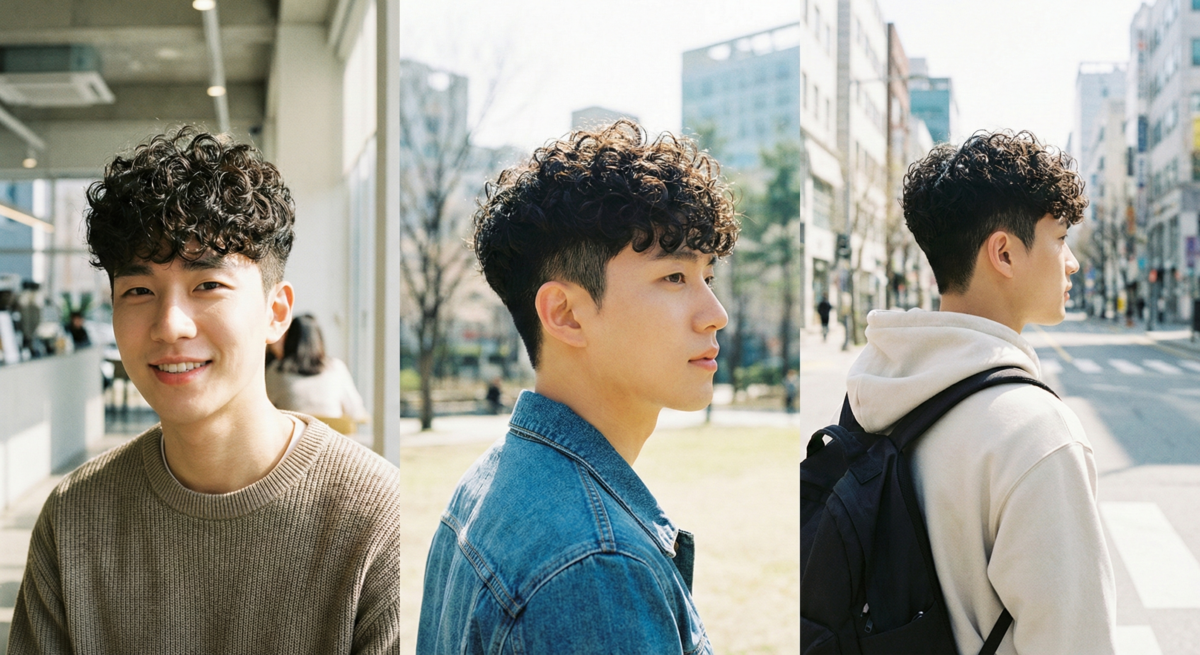 兩側短 x 巴西卷：巴西卷以密集小捲搭配兩側短剪，營造立體豐盈感，兼具陽剛與潮流風格。