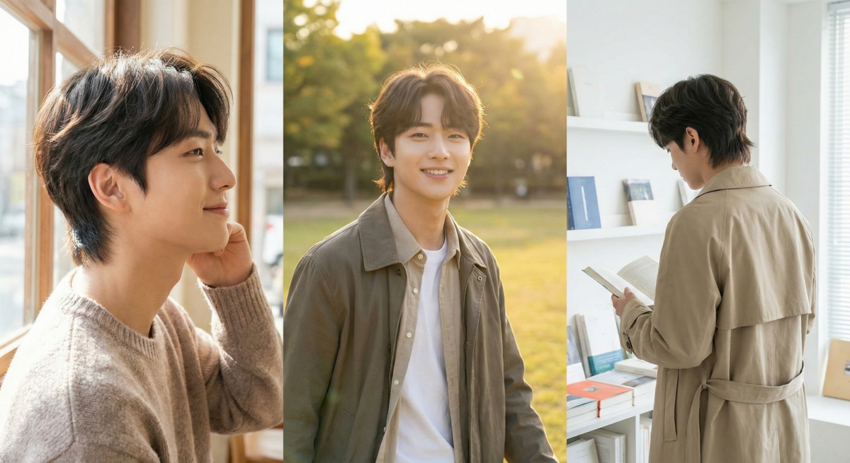 男生韓式層次狼尾頭以豐盈層次與空氣感打造減齡暖男感，修飾臉型並呈現俐落精緻的髮型。