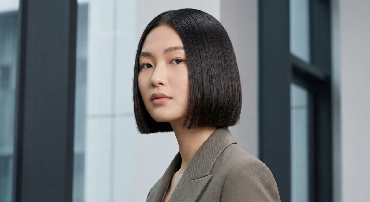 標榜極簡俐落的「耳下3公分」切線，透過筆直且銳利的水平線條，能視覺上延伸頸部比例，讓脖子顯得更纖長。