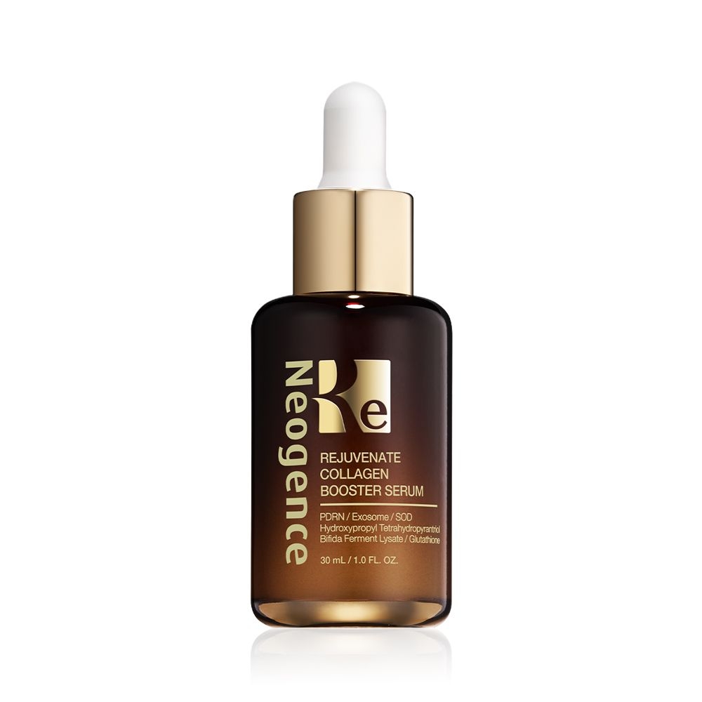 Neogence再生奇蹟膠原精華結合外泌體、PDRN、SOD與玻色因，促進膠原增生，改善細紋與暗沉，提升肌膚彈性與緊緻光澤，是針對膠原流失的高效抗老精華。