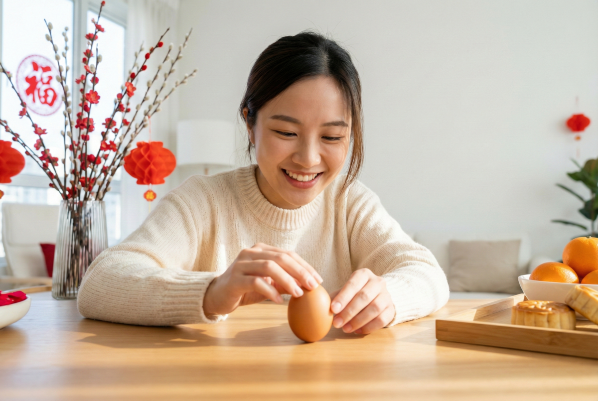 立蛋象徵接收天地陽氣、凝聚吉氣，在立春時為新一年帶來好運與順遂。