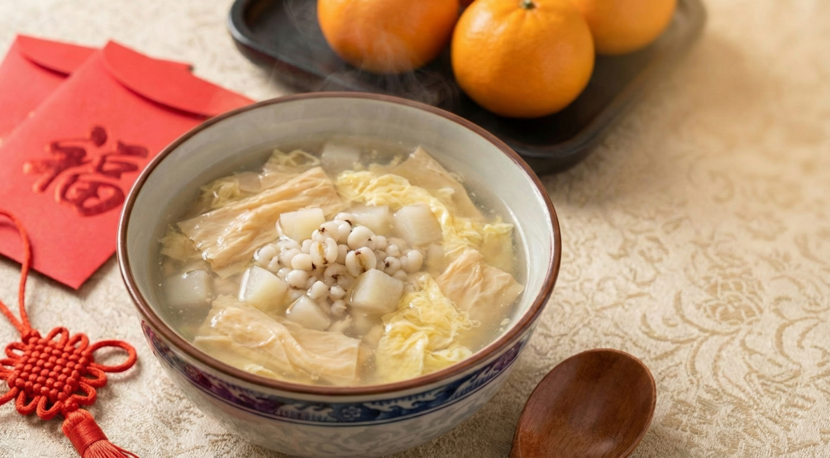 「腐竹」寓意「富足」,這款糖水清甜之餘還能消滯,全家人都適合飲。