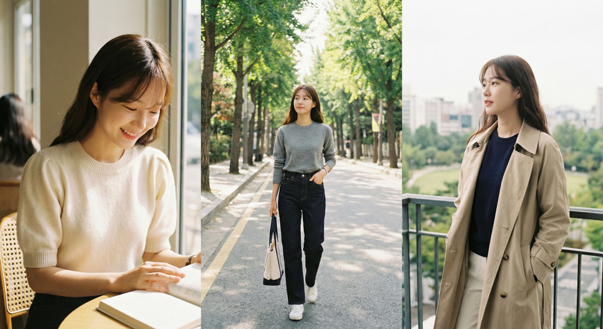 圓領毛衣適合短頸、寬肩或胸部豐滿女生，可拉長上半身比例，搭配立體袖、高腰下裝與長版外套，營造輕盈顯瘦效果。