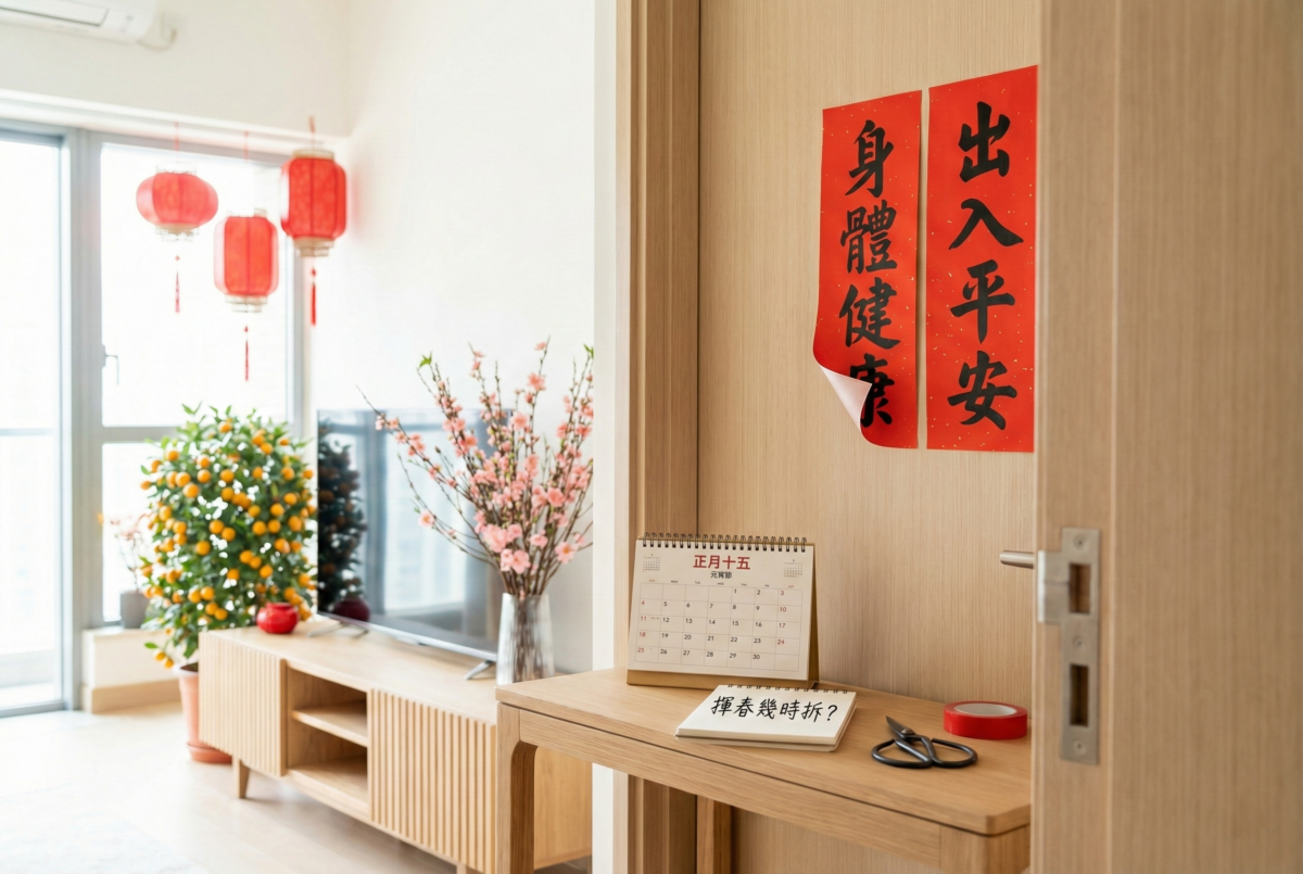 揮春若在年中褪色、破裂或自然掉落，無需補貼，只要清理殘留部分即可，象徵好運已入屋。