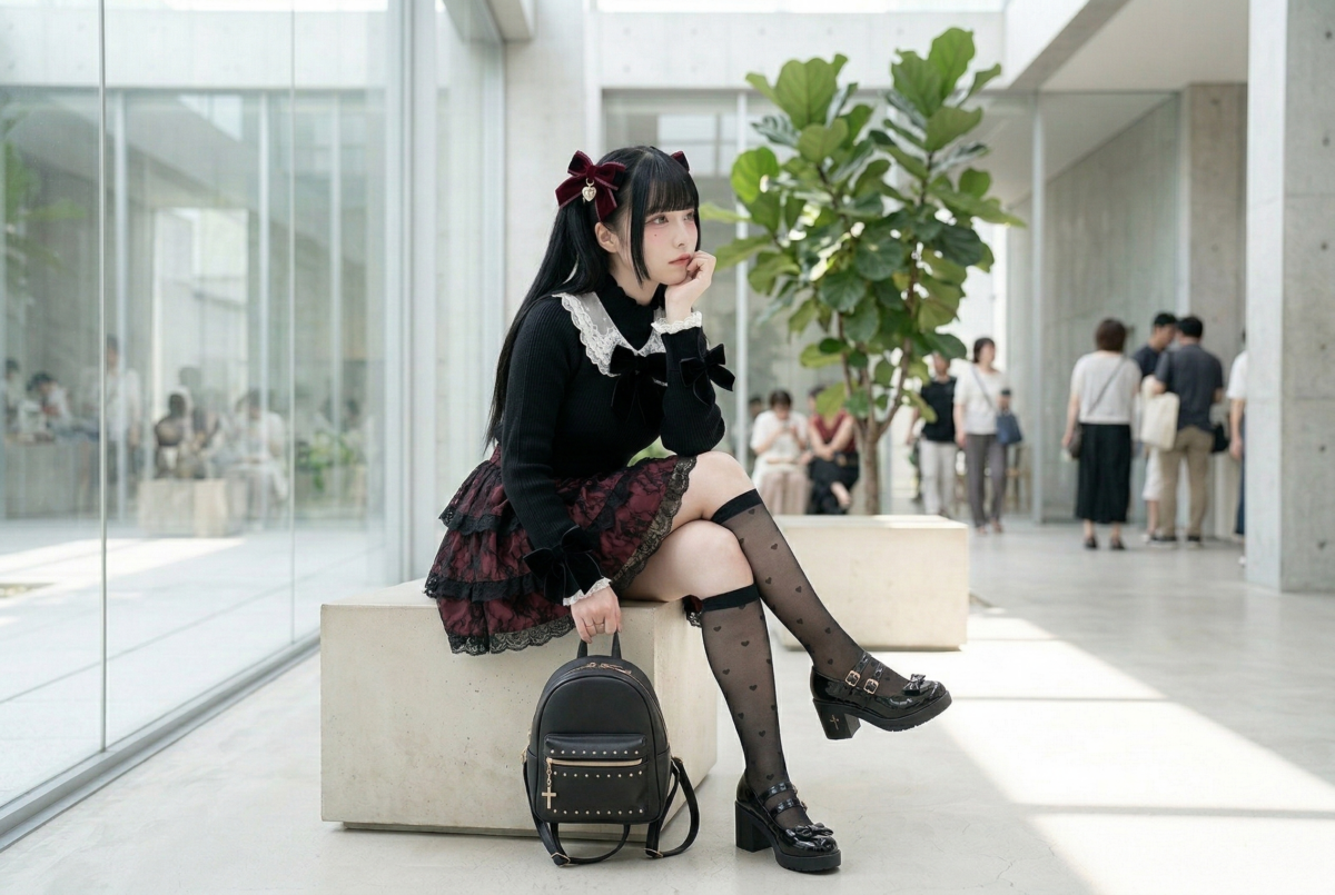 地雷系原本帶有形容性格的負面意思,但現在多半是指一種結合甜美少女感與微暗黑憂鬱氣質的日系穿搭妝容風格。