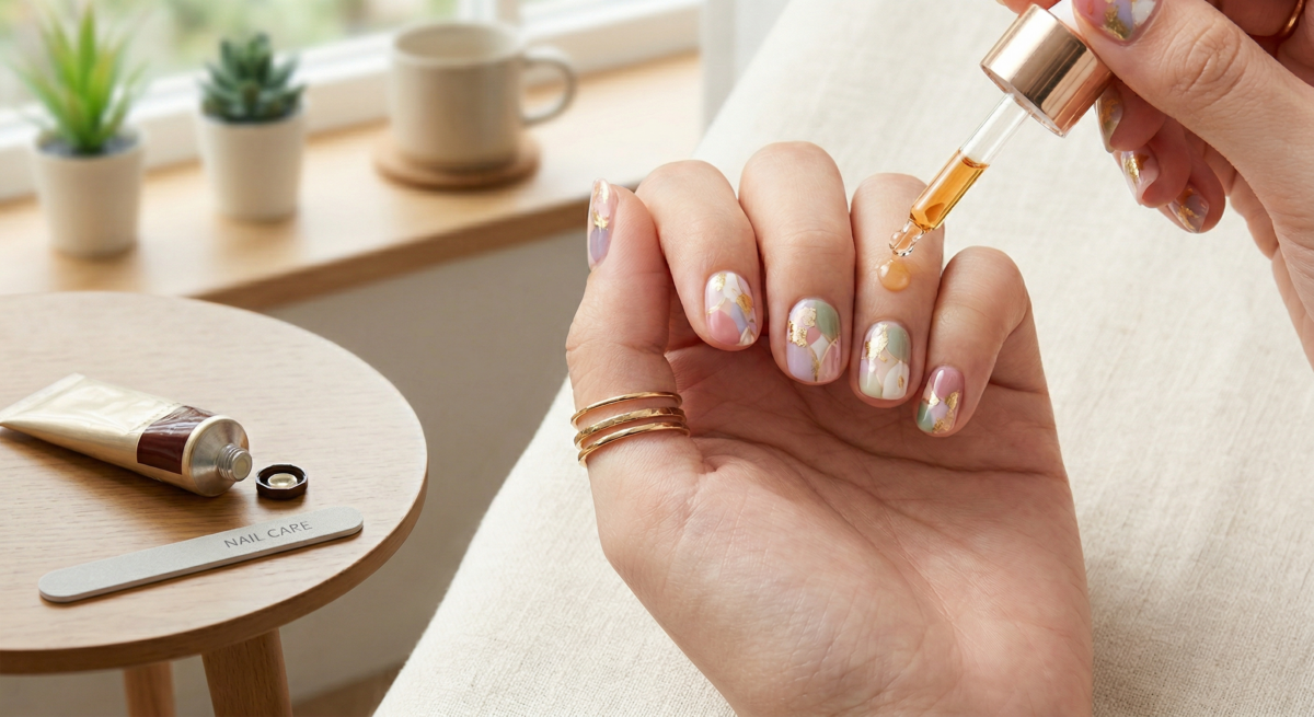 短甲指甲彩繪想維持得久又好看，重點在於勤擦指緣油、定期修整甲型，並避免用指尖摳硬物，才能保持整潔精緻感。