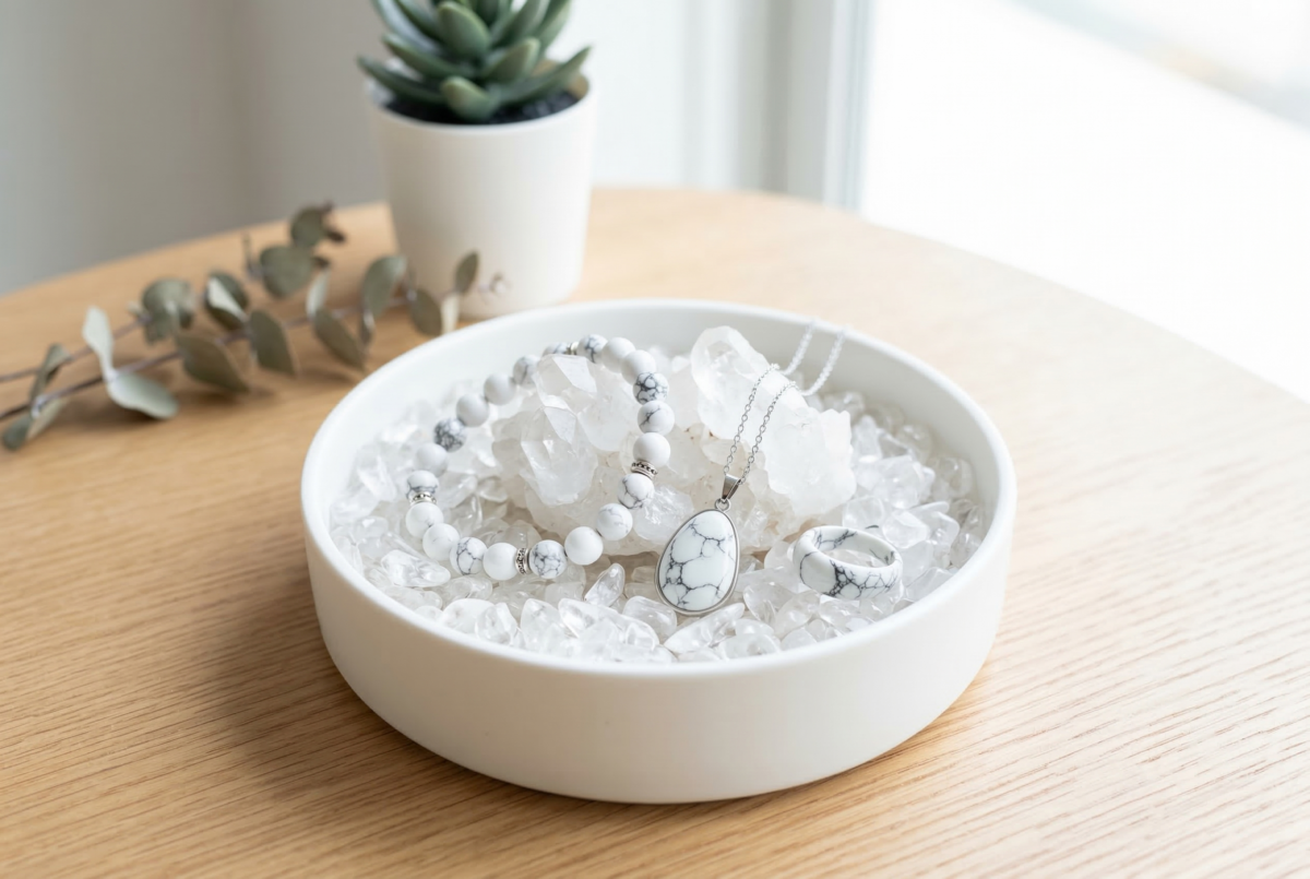 白松石淨化消磁較適合用避水的溫和方式，例如白水晶靜置、月光、煙燻或聲音淨化。