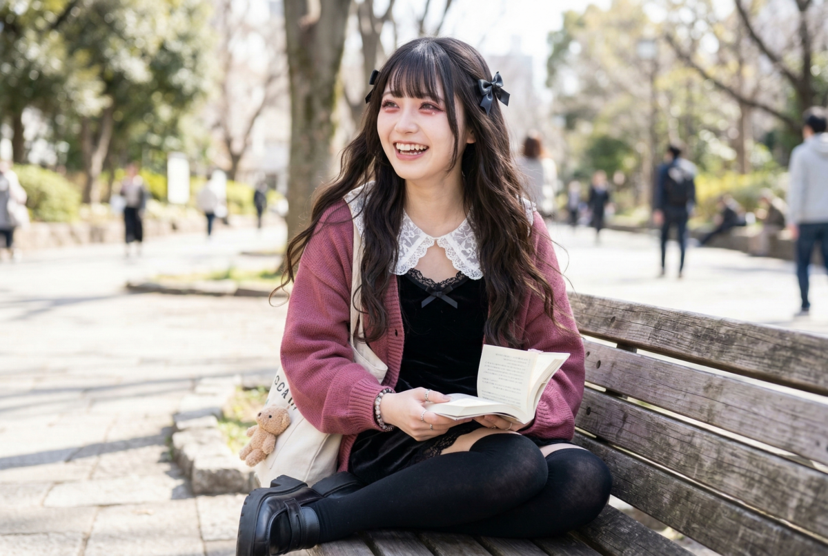 地雷系髮型重點不在複雜,而是在整齊精緻的人偶感,常見元素包括齊瀏海、雙馬尾、公主頭、長直髮和大蝴蝶結髮飾。