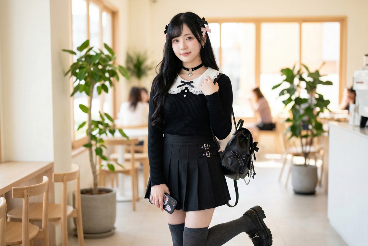 地雷系不是在說性格,而是一種結合黑粉配色、蕾絲蝴蝶結與無辜哭感妝容的暗黑甜美日系風格。