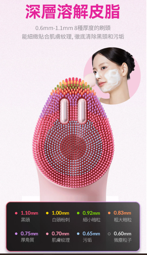 8 款不同類型的醫療級抗菌超柔矽膠刷頭