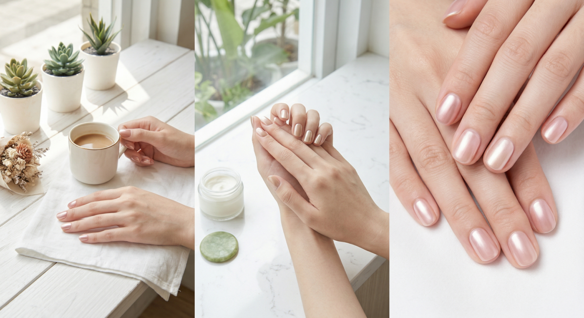 短甲指甲彩繪推薦｜高級感光澤款：緞感鏡面。