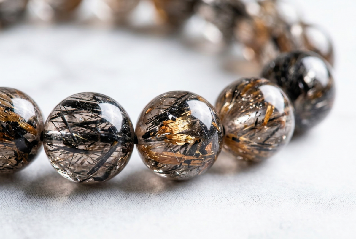 黑金超七常見種類包括滿順絲、金草莓、貓眼和稀疏型，主要差別在於內含物的密度、排列方式與整體呈現出的黑金層次感。