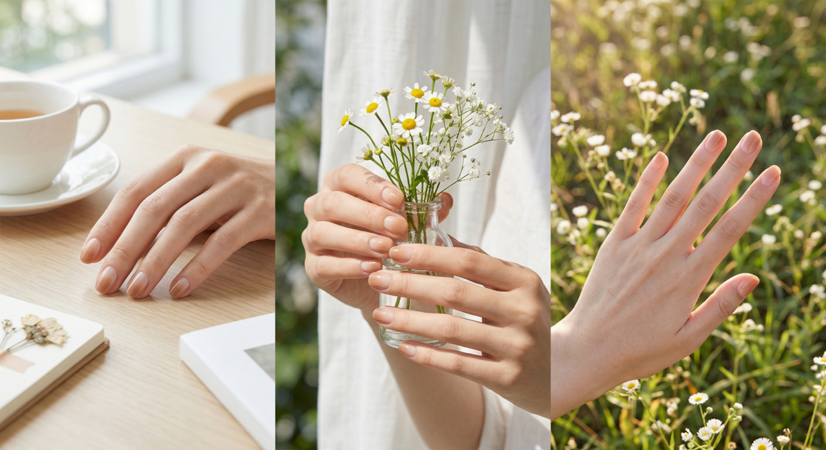 短甲指甲彩繪推薦｜溫柔顯白款：奶茶漸層。