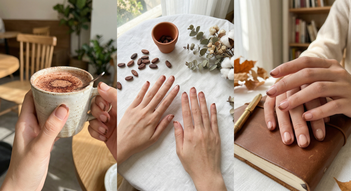 短甲指甲彩繪推薦｜極簡氣質款：可可法式。