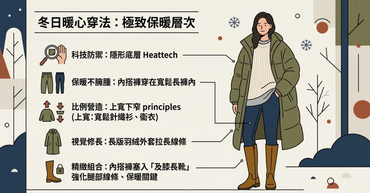 將緊身內搭褲轉化為冬季抗寒基石，兼顧功能性與修長視覺。