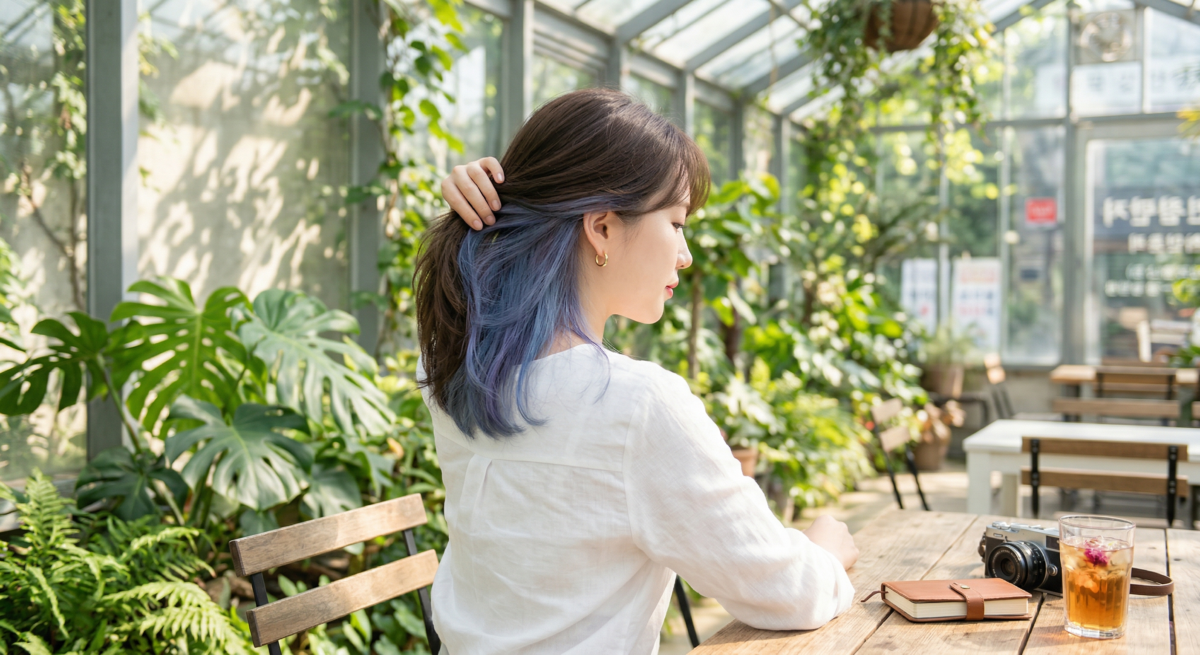 底層染是把顏色藏在頭髮內層的染法，平時低調自然，綁髮或撥髮時則會露出變化感。