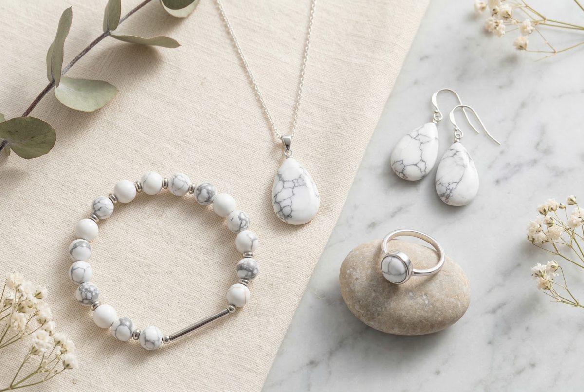 白松石常見用法包括做成手鏈、項鏈、戒指耳環或隨身小石，因色調乾淨又有自然紋理，很適合打造低調有質感的日常風格。