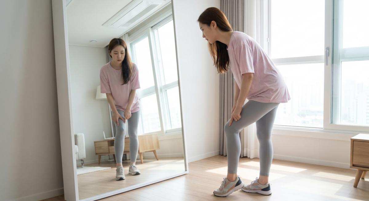 膝超伸常見表現包括膝蓋向後頂、站立時習慣鎖死膝蓋、腿部線條不順、小腿後側繃緊，以及久站後膝蓋或腿部容易疲累。