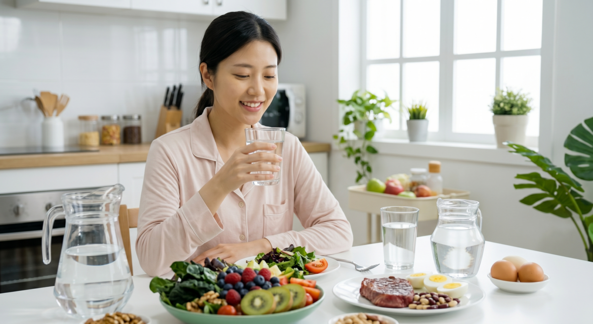 想改善面黃，飲食上應少糖、多抗氧化、補充鐵質與維他命 B12、維他命 C、高纖和足夠水分，從減少暗沉成因和補足營養兩方面一起調整。