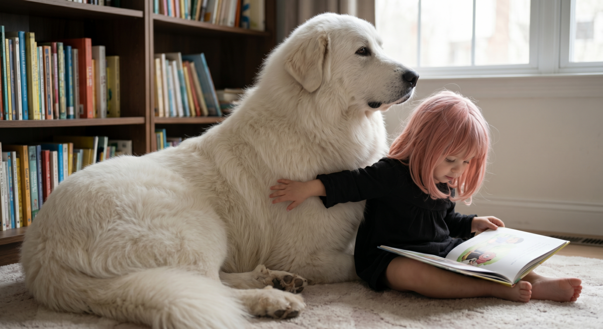 大白熊犬雖然體型高大，但性格通常沉穩溫和、忠誠有耐性，同時具備保護本能，因此常被稱為「溫柔巨人」。