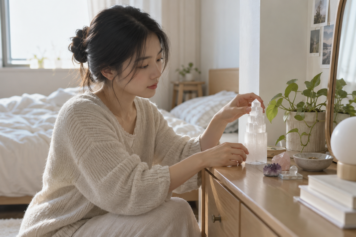透石膏在水晶文化中象徵淨化空間、平靜情緒及靈性成長，但這些只屬傳統寓意，目前沒有可靠科學證據證明其實際功效。