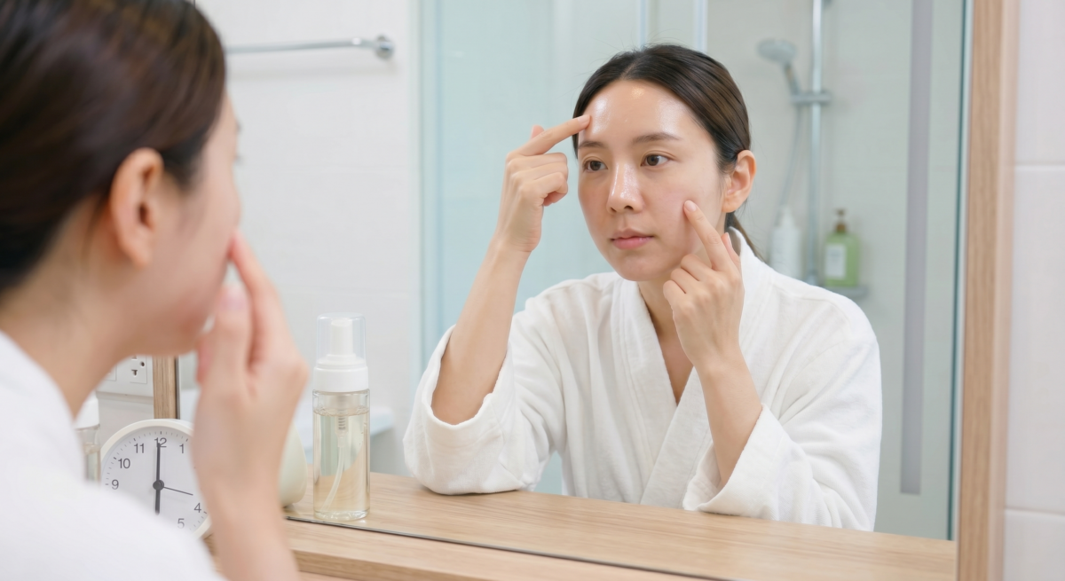 混合肌的形成通常和天生皮脂分佈、荷爾蒙變化、環境影響及不當護膚習慣有關，當臉上不同位置的出油和保水能力不一致，就容易出現 T 區油、兩頰乾的狀況。
