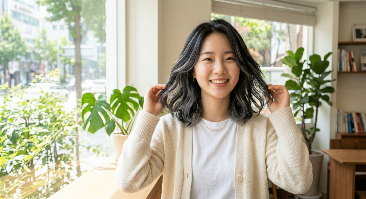 柔霧灰能為黑髮增加一點空氣感和層次，配合細線條挑染或埋紗染，整體會更自然、不易顯厚重。