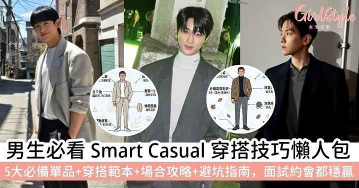 【Smart Casual 男穿搭全攻略】意思解析、5 大必備單品與穿搭範本，輕鬆打造質感暖男風，面試約會唔會失禮