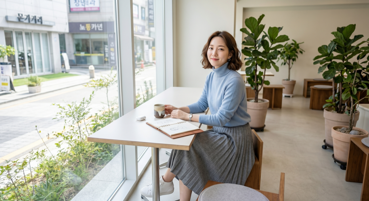 灰藍色其實也可以從灰色和藍色的配搭延伸出來，只要掌握深淺平衡，就很容易穿出乾淨、溫柔又有質感的層次感。