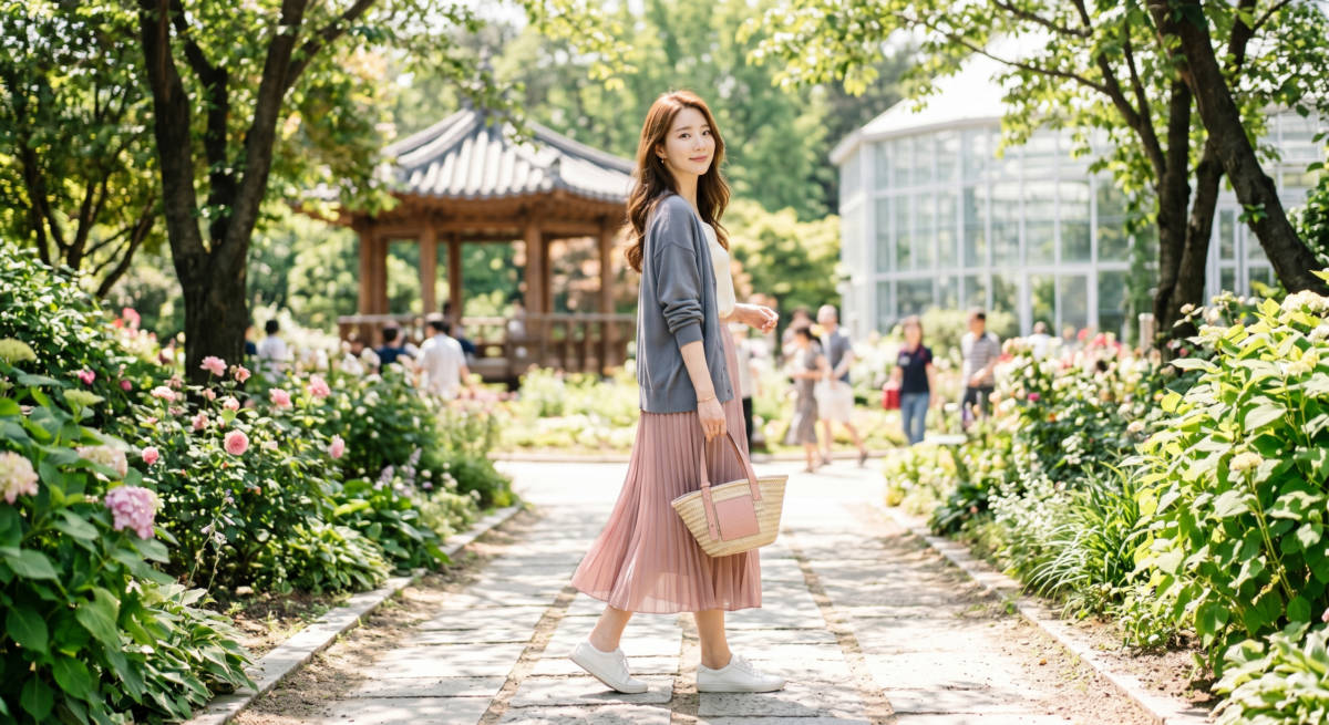 灰藍色搭配乾燥玫瑰粉或柔粉色，能中和冷感，讓整體穿搭更溫柔、顯氣色，也多一點優雅女人味。