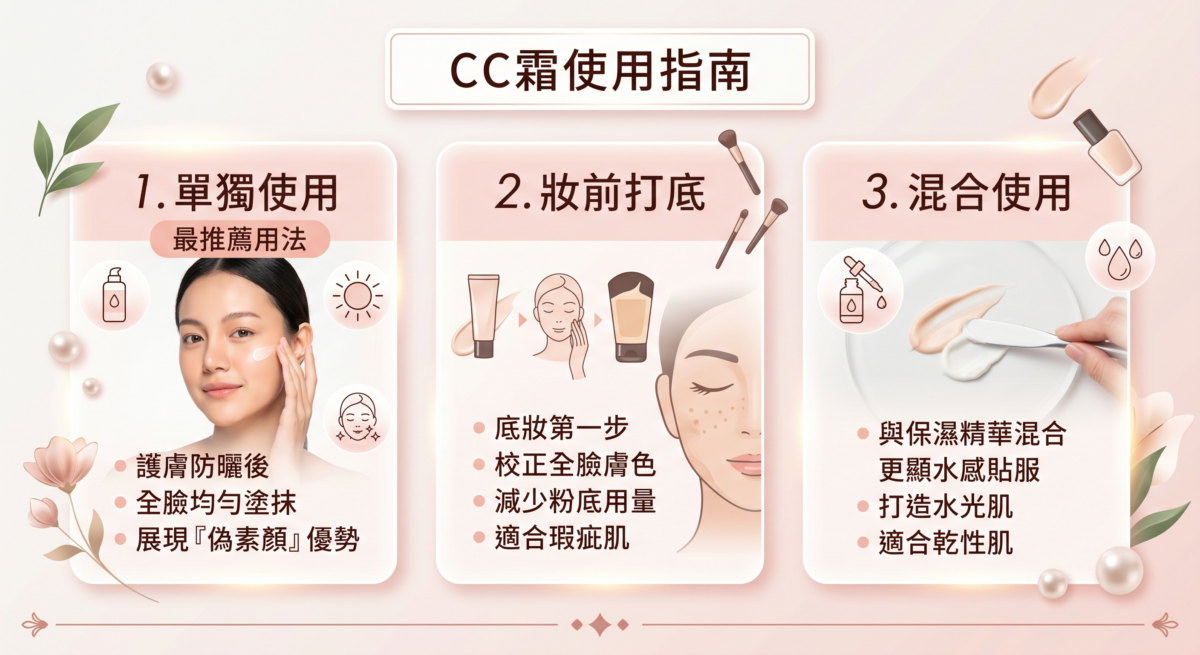 了解了CC cream是什麼後，正確的使用方法能讓妝感再升級！