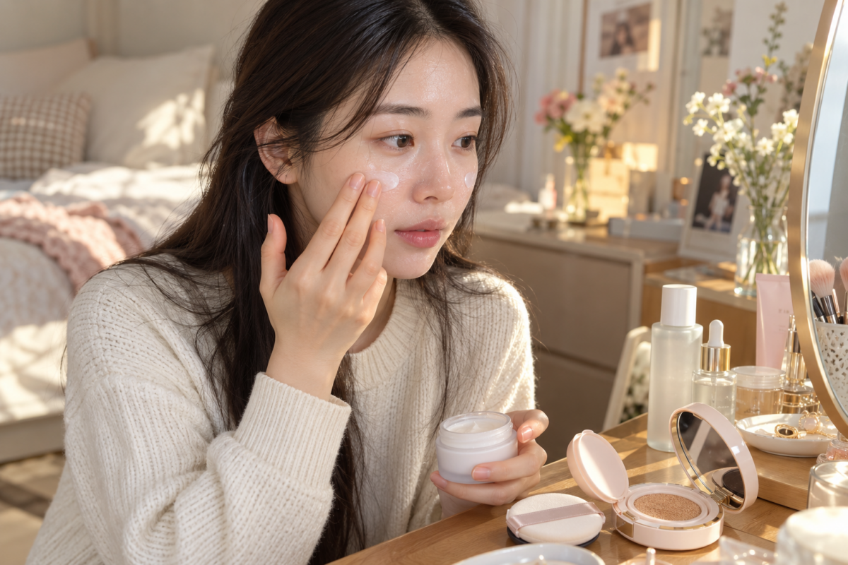 氣墊粉底卡粉、厚粉常見原因包括妝前太乾、護膚疊太厚、取粉過多、反覆推抹及定妝粉用量太多。