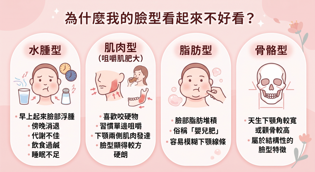 在探討「怎麼讓臉型變好看」之前，我們必須先釐清臉大的成因。