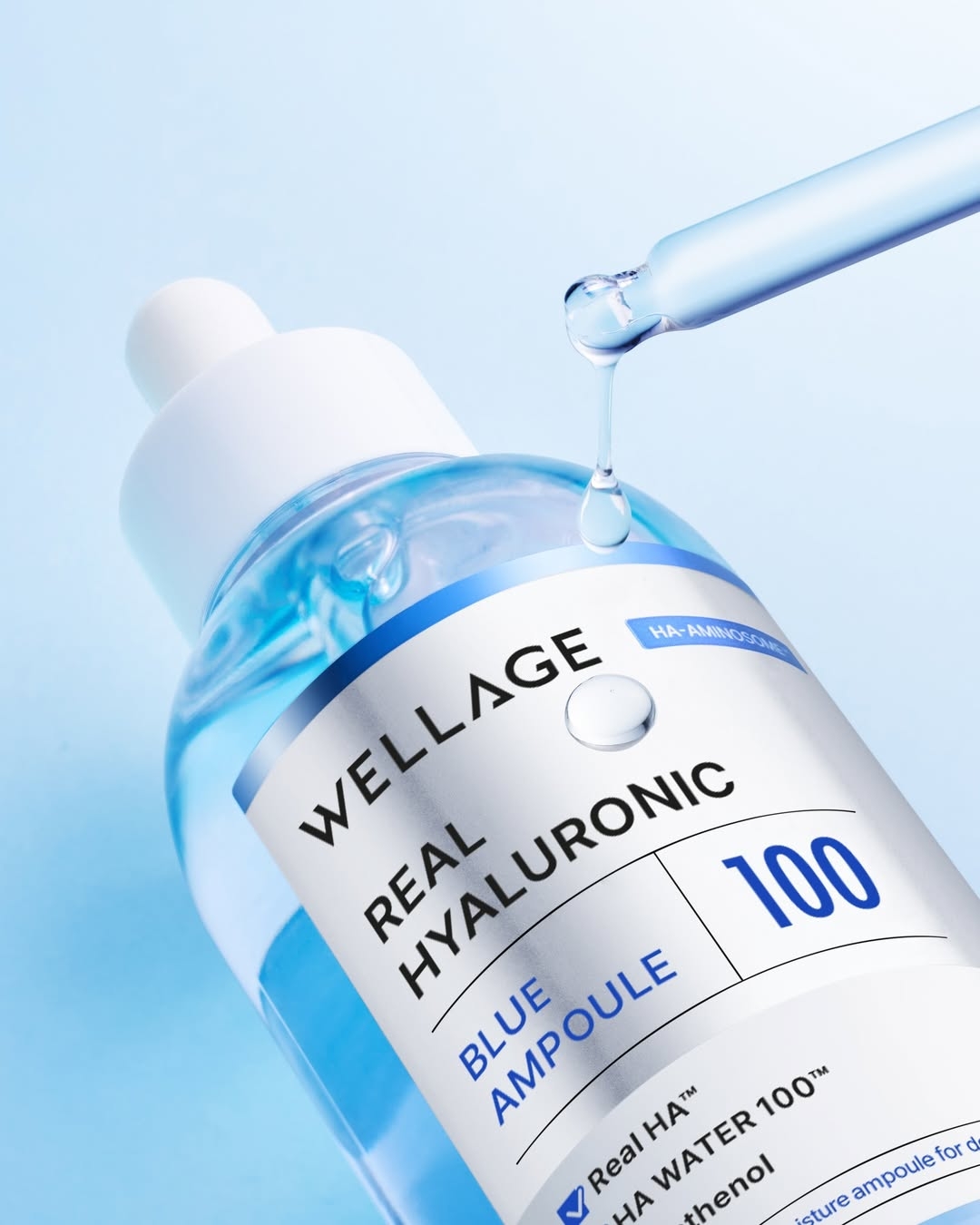 Wellage Real Hyaluronic Blue 100 Ampoule（100%純透明質酸保濕精華）。