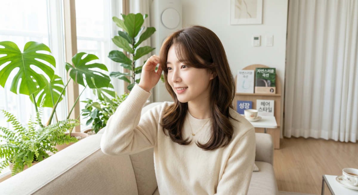 瀏海長到顴骨位置時，通常已能順利轉成旁分造型，整理起來更方便，整體也會更自然成熟。