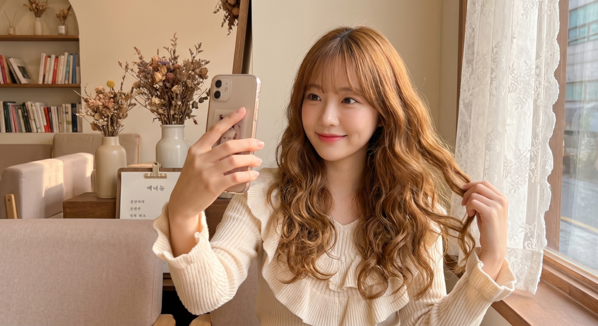 甜美捲長髮常搭配較為輕盈的空氣感，非常適合學生族群或喜歡少女感的長髮。