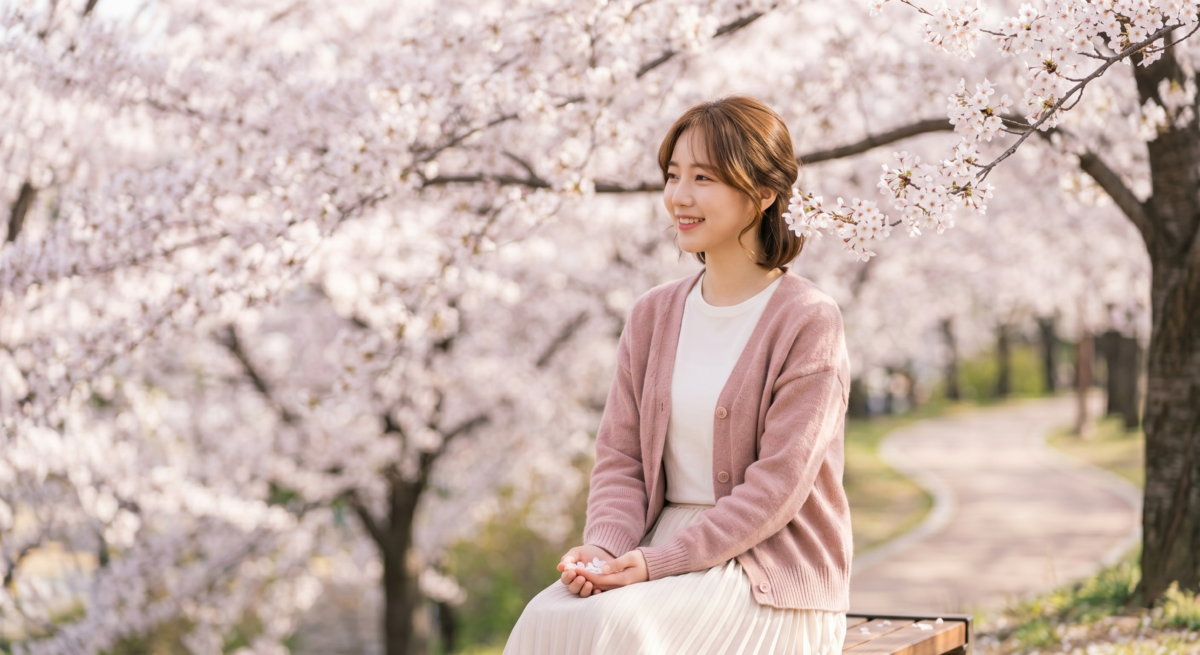 櫻花季穿搭選色的重點，是讓衣服與櫻花背景更協調，拍出乾淨、自然又有春日感的照片。