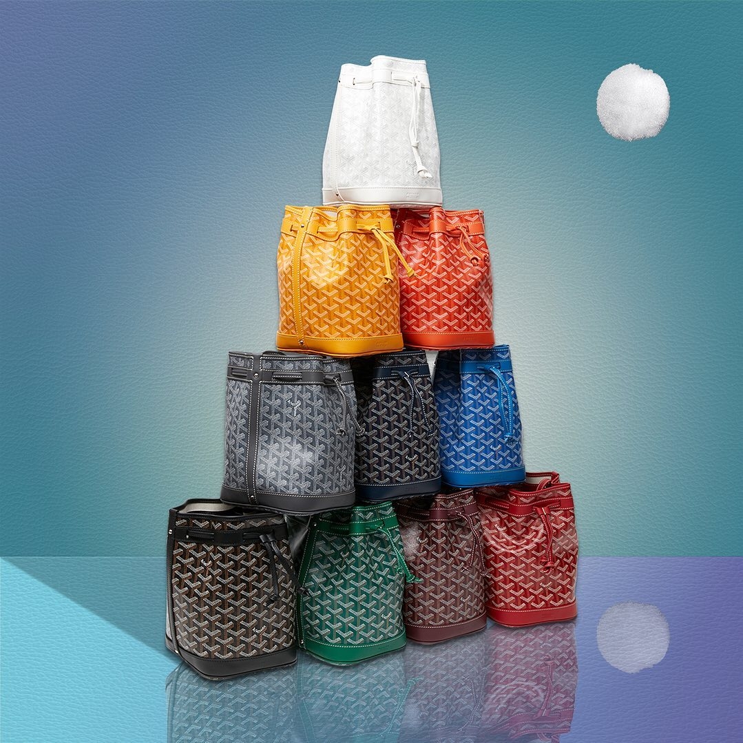 Goyard 水桶包選色時，黑棕、灰色和深藍通常較百搭耐看，綠色則更有造型感，重點還是看你想走穩妥路線還是讓包包成為穿搭亮點。