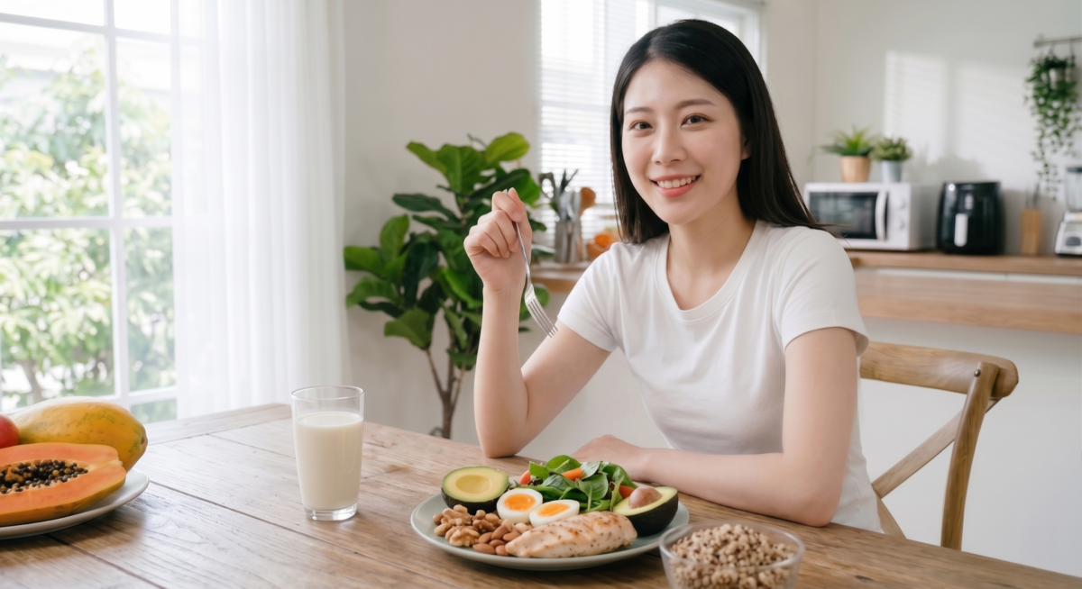 想改善胸型和飽滿感，飲食重點不是迷信單一食物，而是攝取足夠蛋白質、健康脂肪並保持均衡營養與穩定體重。