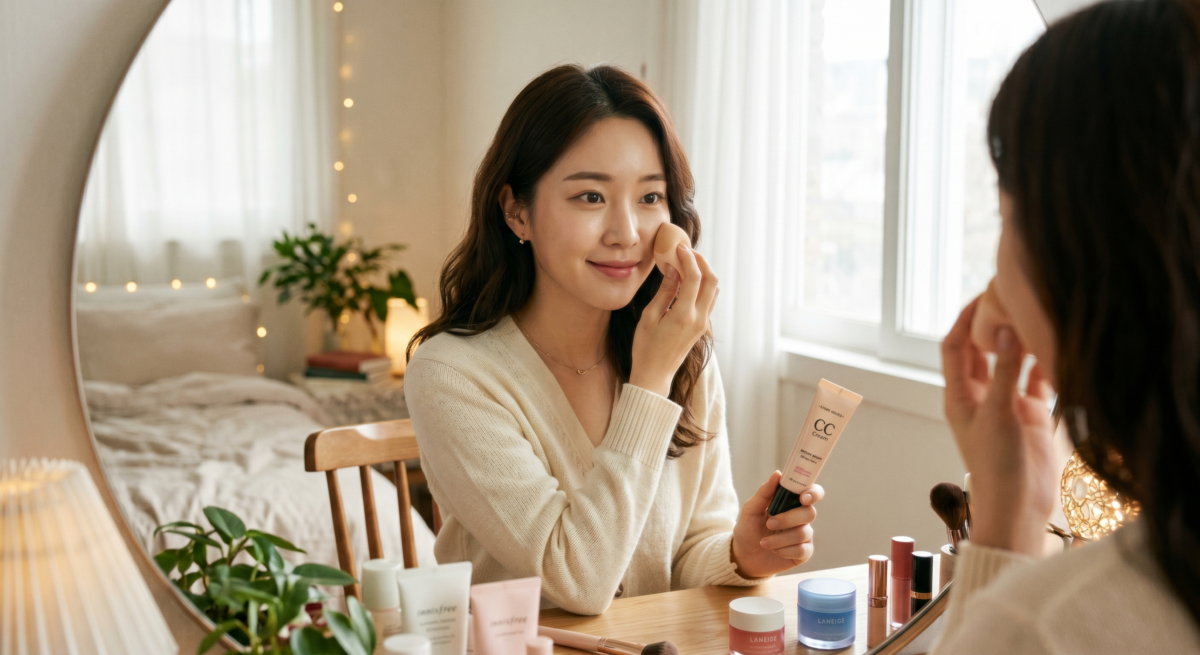 CC霜之所以能改善「蠟黃」或「泛紅」，是因為它採用了光學反射與色彩對比的原理。