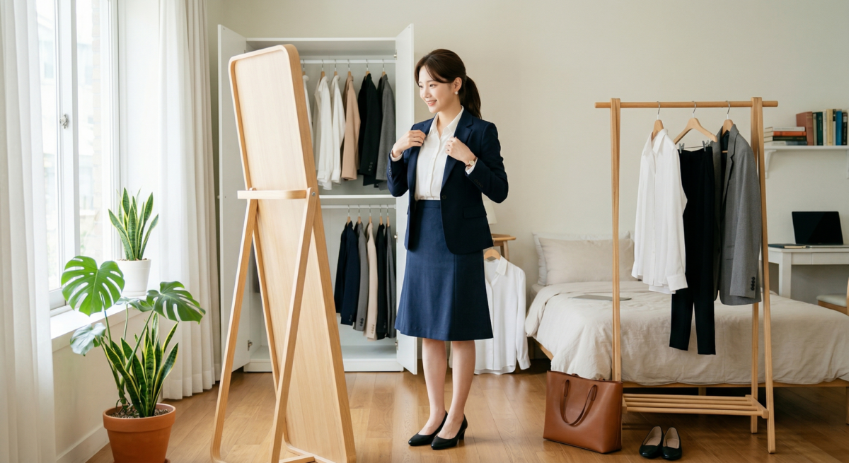 見工衣著想不失分，關鍵就是乾淨整齊、自然俐落、款式保守、配色簡單，並兼顧合身與舒適。