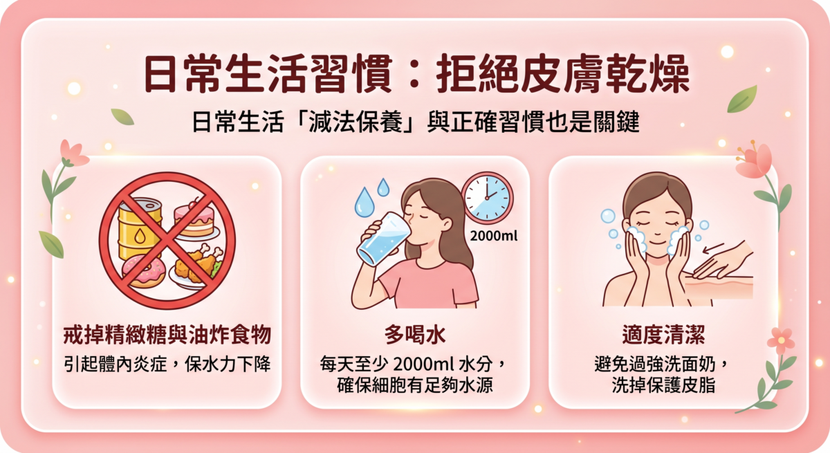 單靠維他命是不夠的，日常生活的「減法保養」與正確習慣也是關鍵。