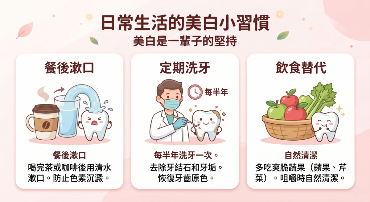 牙齒美白不是一陣子的事，而是一輩子的堅持！