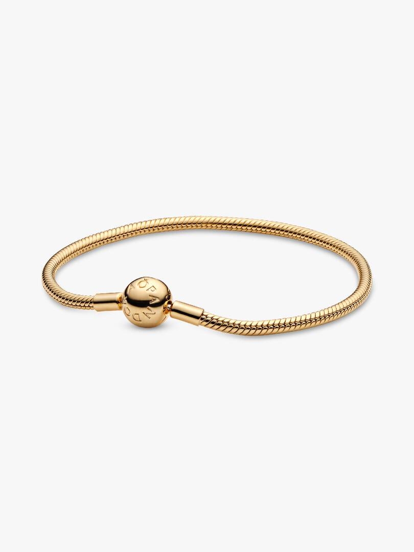 這款 Pandora 經典鍍 14k 金蛇形手鏈是開啟個人風格故事的完美畫布。