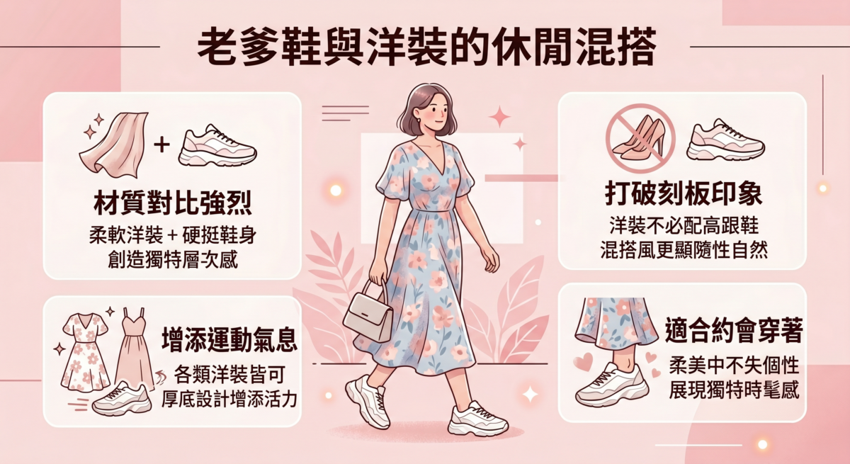 這套組合既保留了柔美氣息，又加入了個性元素，很適合約會時穿著。
