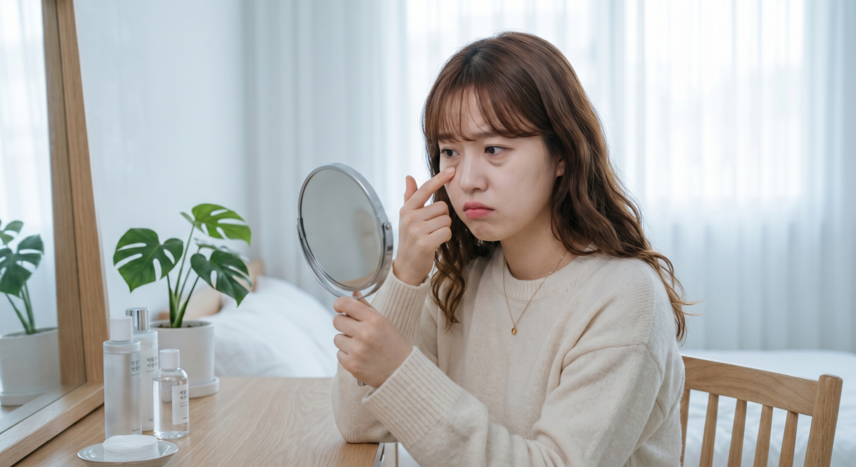 眼袋是「凸」出來的脂肪，而淚溝則是眼袋下方那條「凹」下去的弧線。