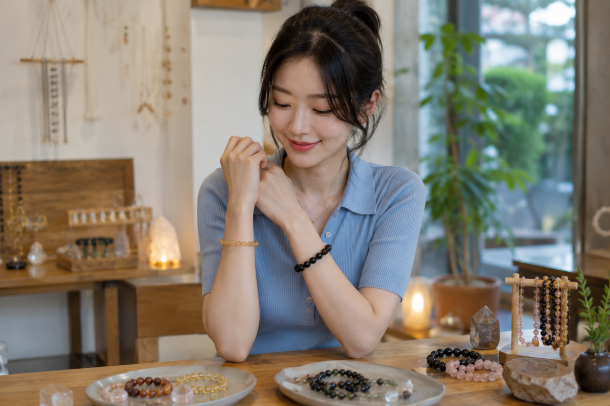 左右手可以各戴不同水晶,例如左手戴招財、桃花類,右手戴守護、防小人類,實際應留意重量、鬆緊度及碰撞情況。