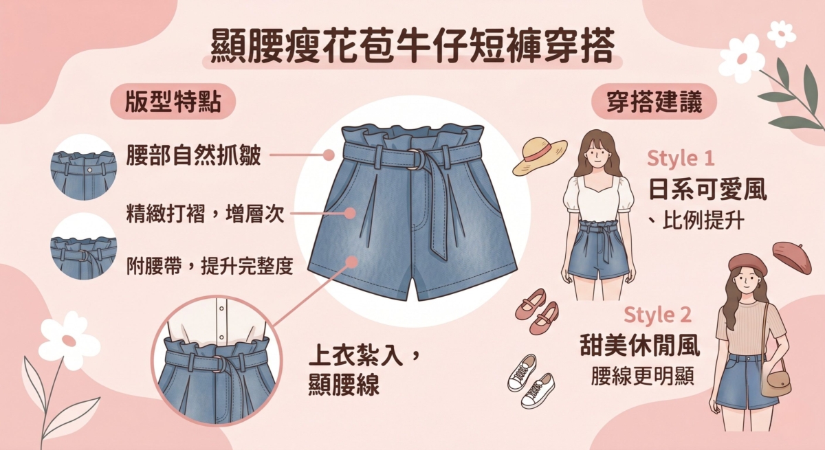 花苞設計的精髓在於腰部那圈自然的抓皺，能夠成功轉移目光，營造出腰部纖細的視覺假象。